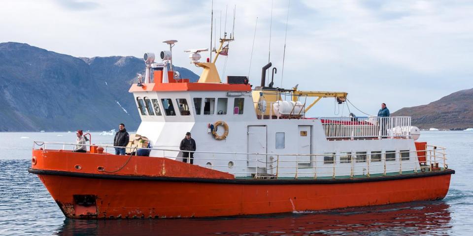 Diskoline passenger ship, AVIAQ ITTUK. Narsaq Harbor, Greenland Diskoline passagerskib, AVIAQ ITTUK, i Narsaqs havn, 2017