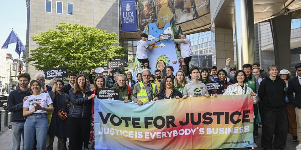 Aktion i Bruxelles forud for afstemningen Aktion i Bruxelles forud for afstemningen