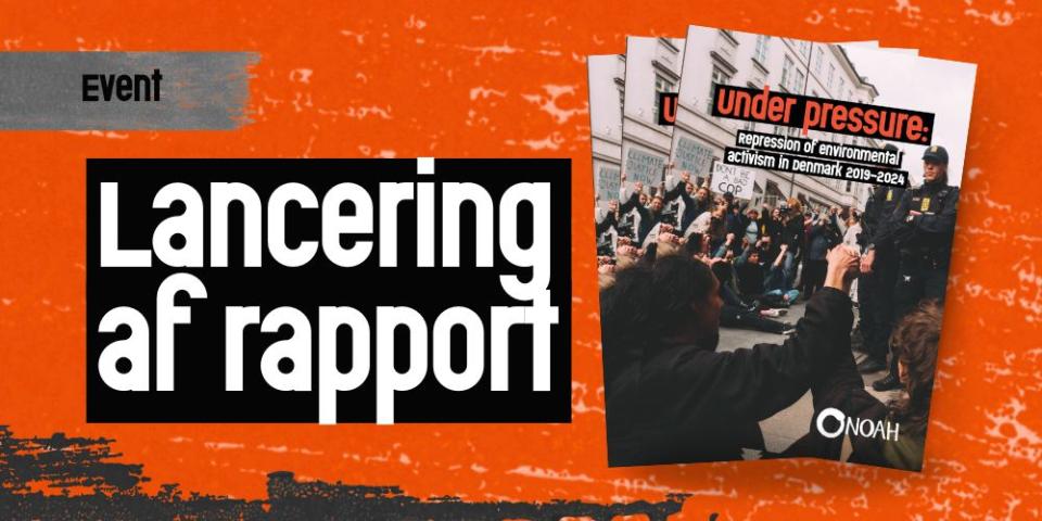 Report Launch: Repression of environmental activism The picture displays three copies of the report »Under pressure: Repression of environmental activism in Denmark 2019-2024«